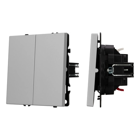 Механизм выключателя двухклавишный проходной SWT-NOBE-MKP2-SFPL-IS (230V, 10A) (Arlight, Никель)