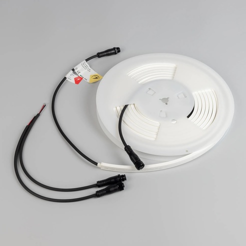 Лента герметичная WAVE-SIDE-PU-A120-06x12mm 24V White5700 (8 W/m, IP68, 5m, wire x2) (Arlight, Вывод боковой, 3 года)