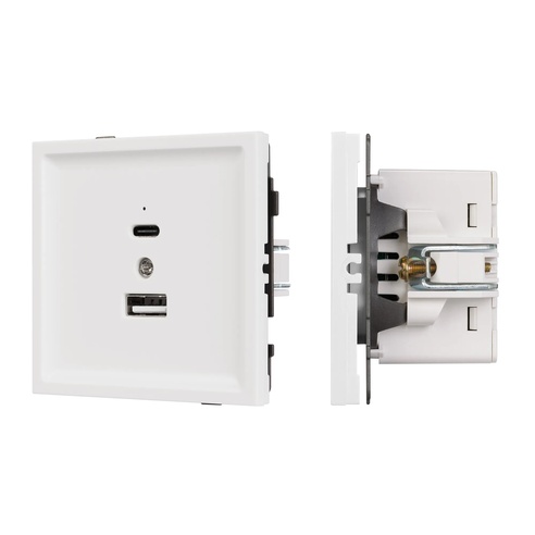 Механизм USB розетки SCT-TENDO-MUAC-PL-WH (5V, 3A, QC3) (Arlight, -)