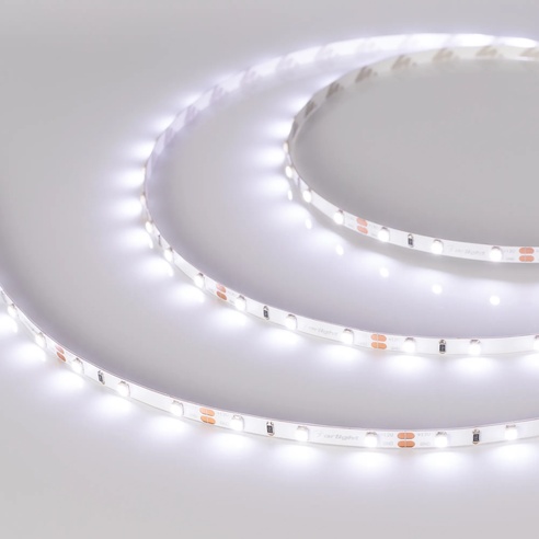 Лента светодиодная RT-A60-5mm 12V Cool 15K (4.8 W/m, IP20, 2835, 5m) (Arlight, 4.8 Вт/м, IP20)
