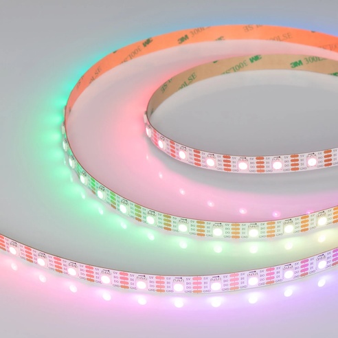 Лента светодиодная SPI-B60-10mm 5V RGB-PX1-BPT (12 W/m, IP20, 5060, 5m) (Arlight, бегущий огонь)