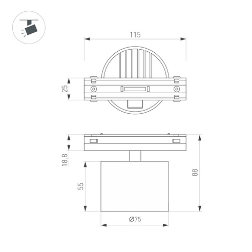 Светильник MAG-VIBE-POINT-R75-10W Day4000-MIX (WH, 24 deg, 48V, DALI) (Arlight, IP20 Металл, 5 лет)