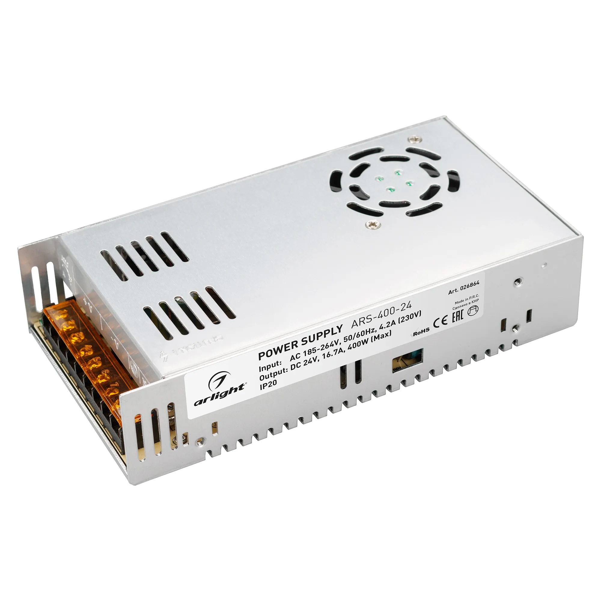 Блок питания ARS-400-24 (24V, 16,7A, 400W) (Arlight, IP20 Сетка, 2 года) - изображение товара