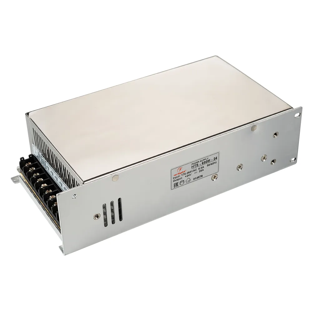 Блок питания HTS-600M-24 (24V, 25A, 600W) (Arlight, IP20 Сетка, 3 года) - изображение товара