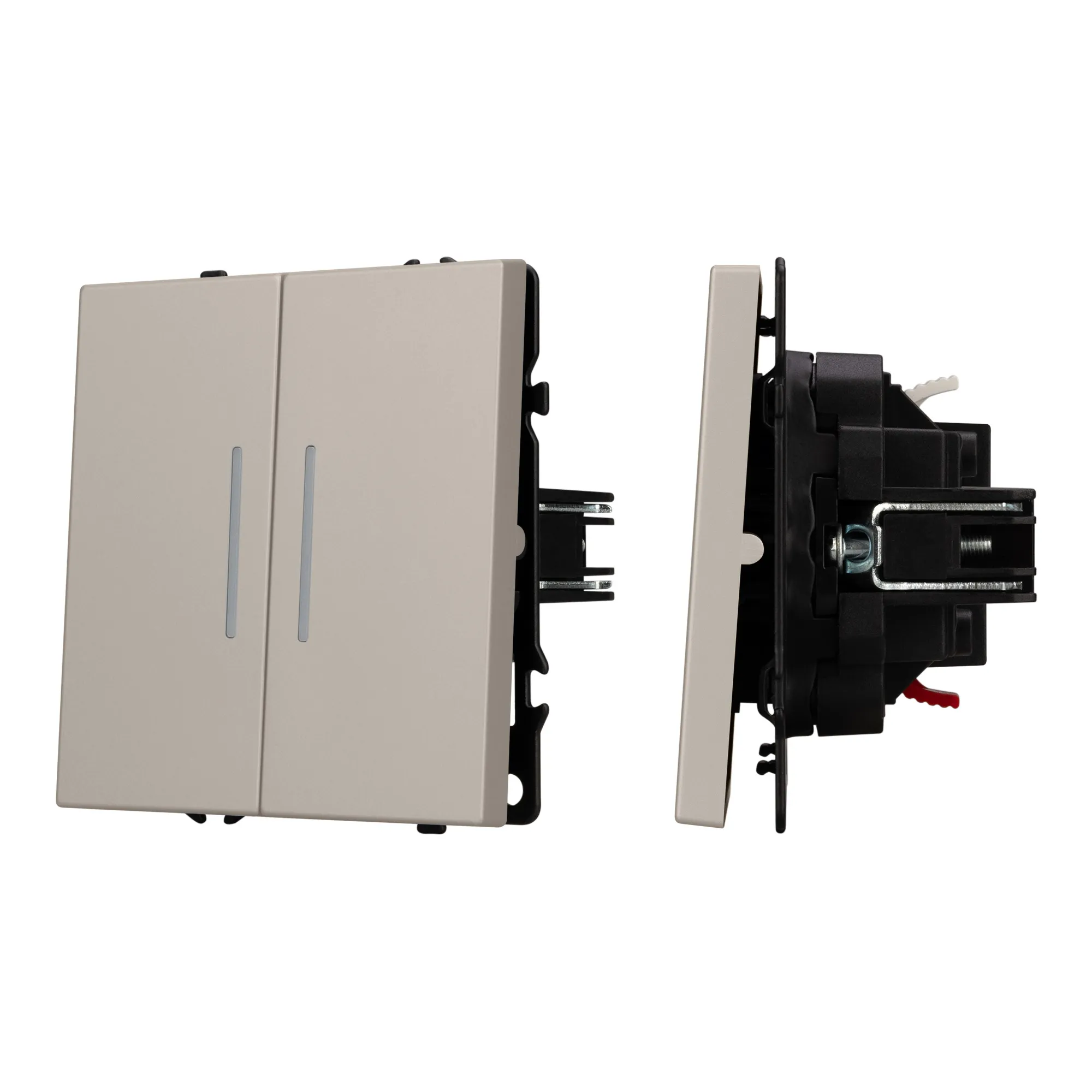 Механизм выключателя двухклавишный проходной LED SWT-NOBE-MKP2-SFPL-L-CA (230V, 10A) (Arlight, Кашемир)