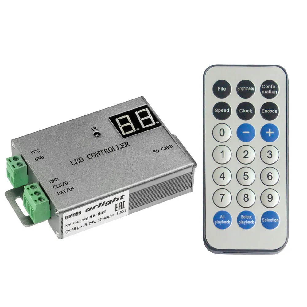 Контроллер HX-805 (2048 pix, 5-24V, SD-карта, ПДУ) (Arlight, -) - изображение товара