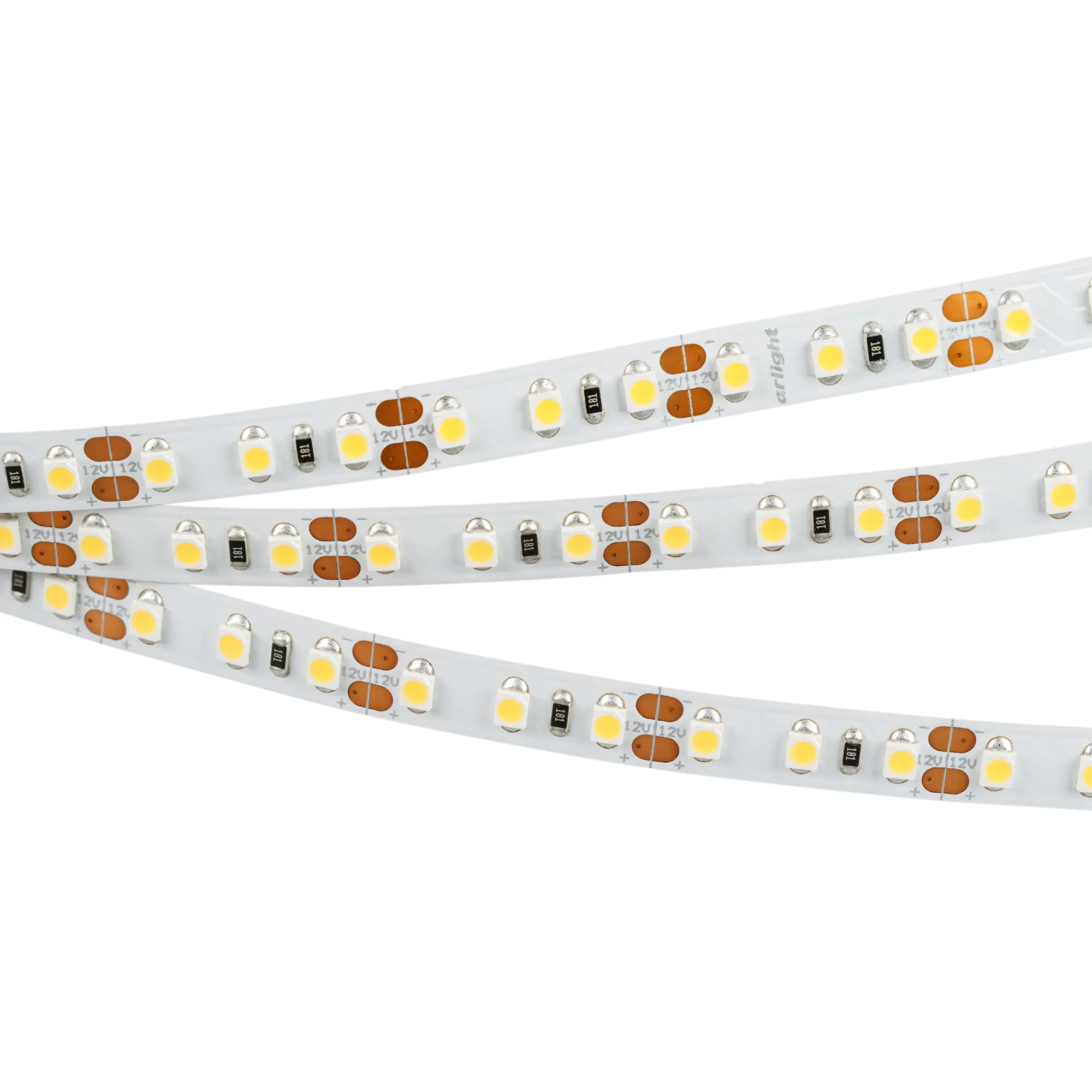 Лента светодиодная RT 2-5000 12V Warm2400 2x (3528, 600 LED, LUX) (Arlight, 9.6 Вт/м, IP20)