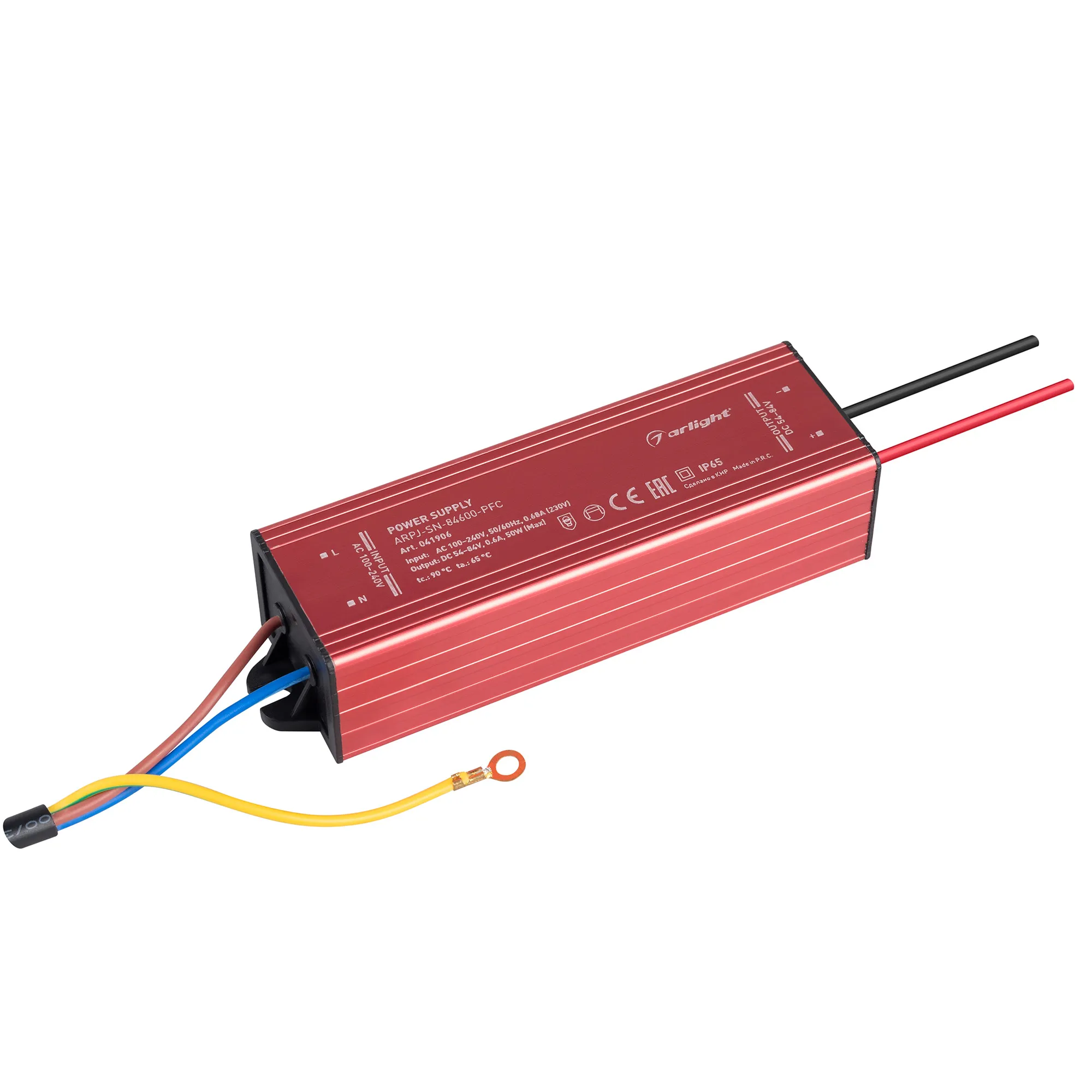 Блок питания ARPJ-SN-84600-PFC (50W, 54-84V, 600mA) (Arlight, IP65 Металл, 3 года) - изображение товара