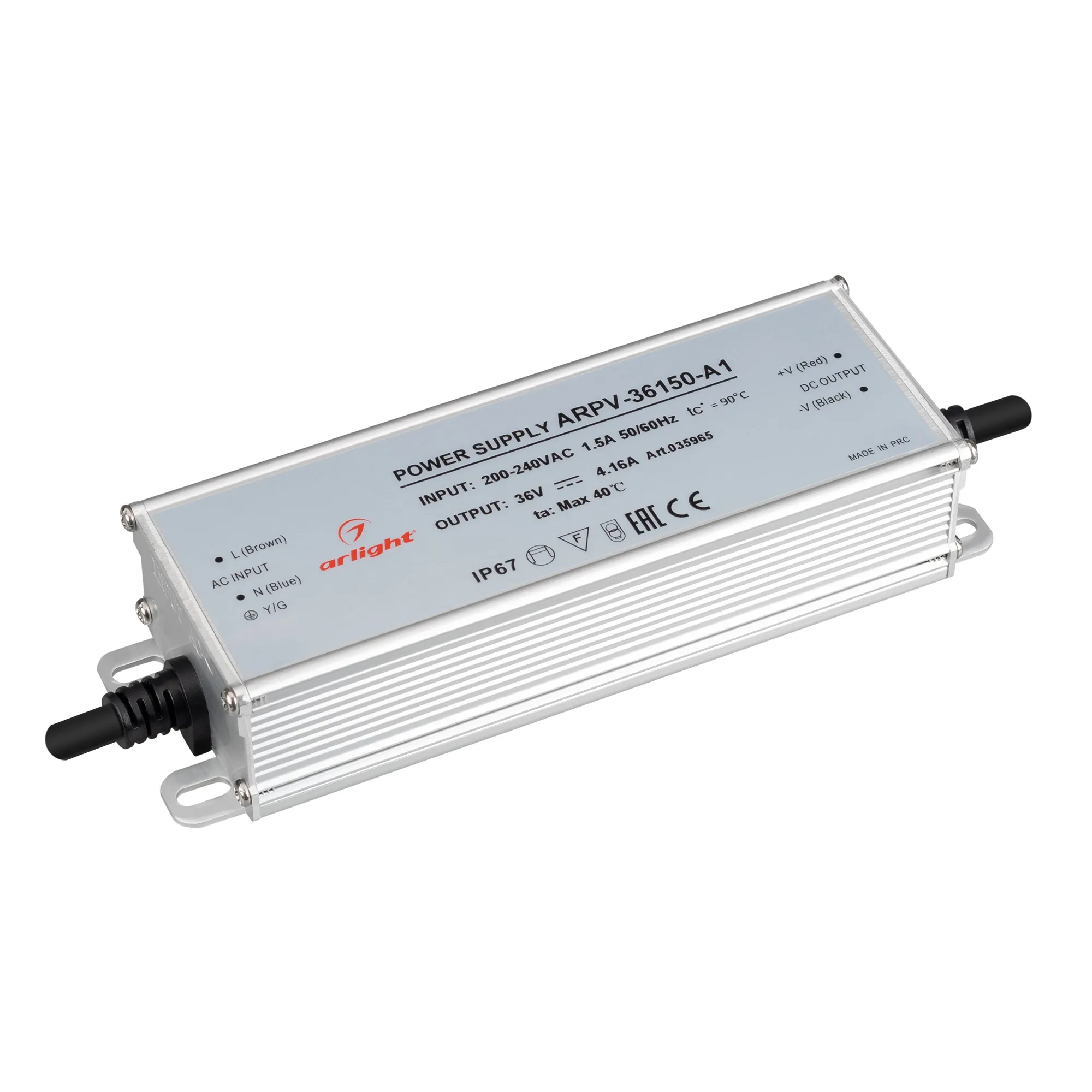 Блок питания ARPV-36150-A1 (36V, 4.16A, 150W) (Arlight, IP67 Металл, 3 года) - изображение товара