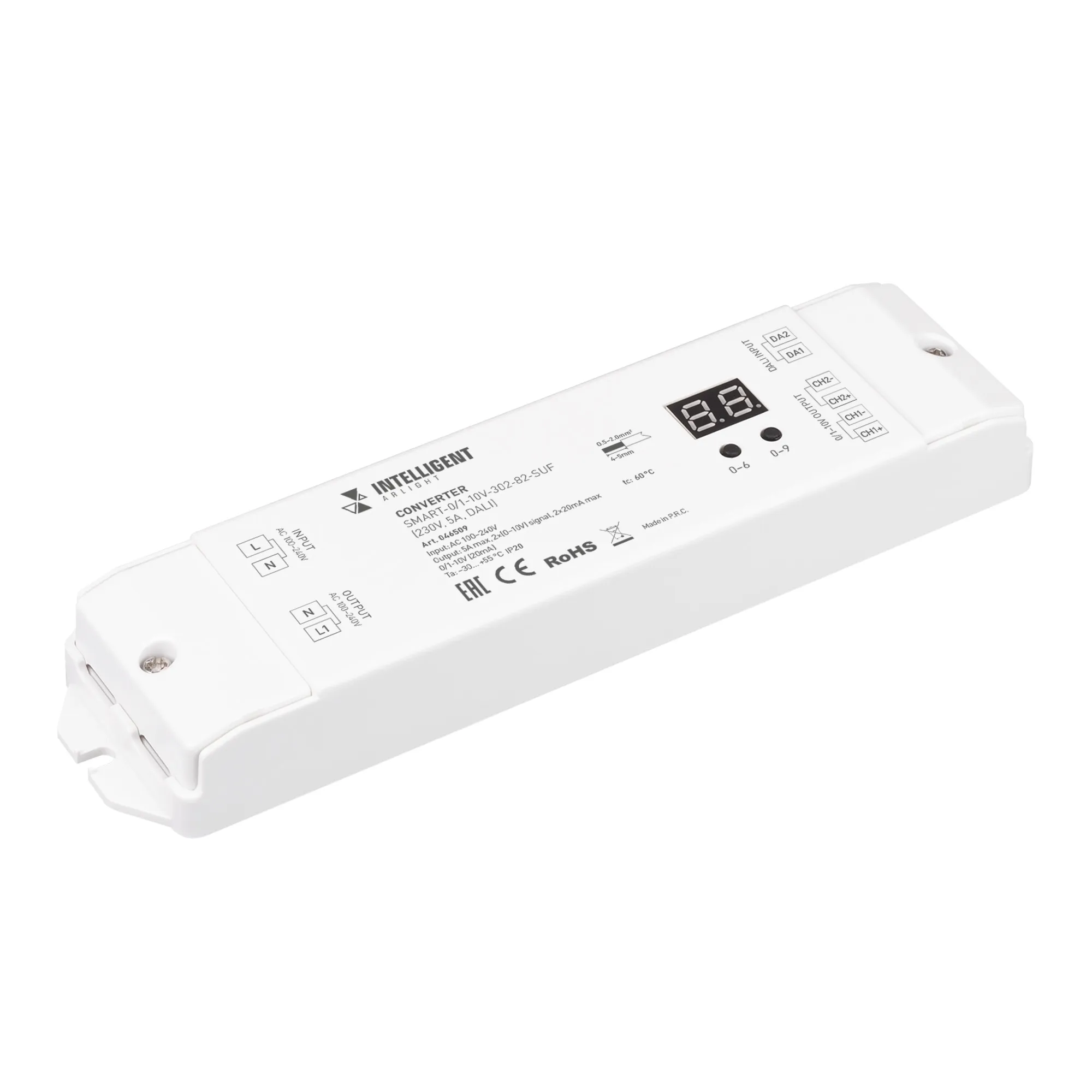 INTELLIGENT ARLIGHT Конвертер SMART-0/1-10V-302-82-SUF (230V, 5A, DALI) (IARL, IP20 Пластик, 5 лет) - изображение товара