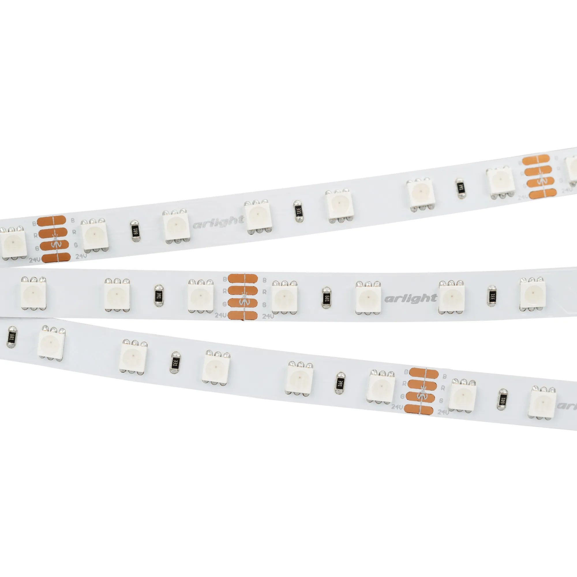 Лента светодиодная RT 2-5000 24V RGB 2x (5060, 300 LED, LUX) (Arlight, 14.4 Вт/м, IP20)