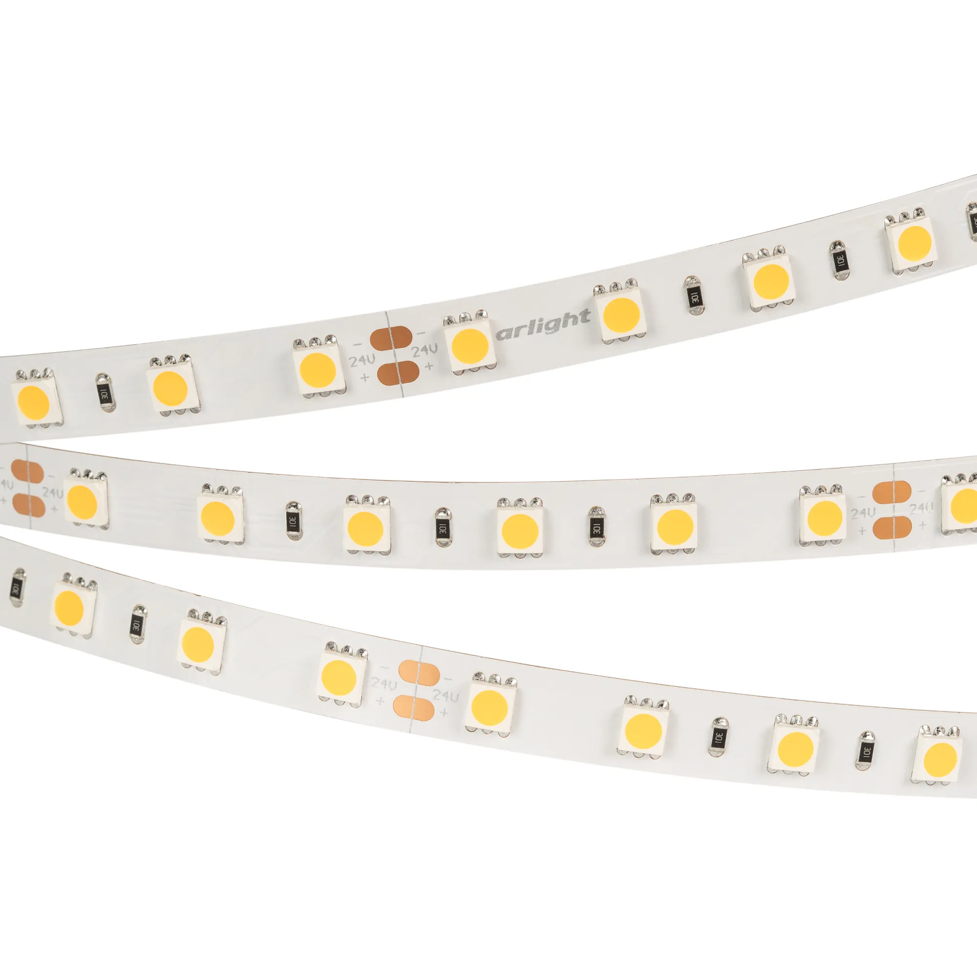 Лента светодиодная RT-B60-10mm 24V Warm3000 (14.4 W/m, IP20, 5060, 5m) (Arlight, Открытый)