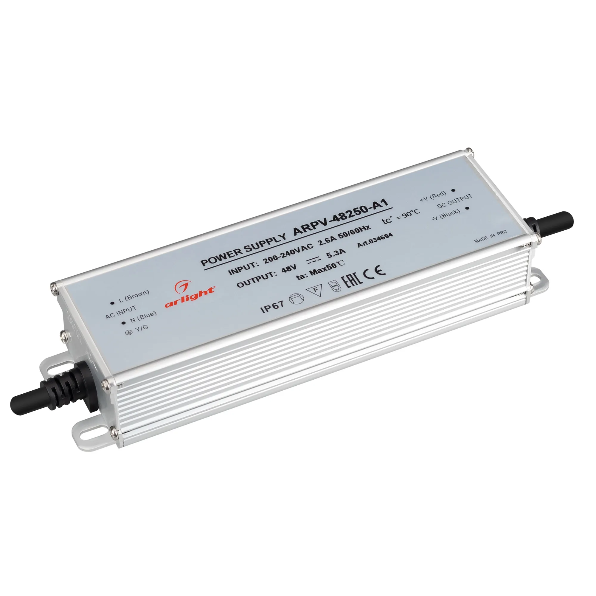 Блок питания ARPV-48250-A1 (48V, 5.3A, 254W) (Arlight, IP67 Металл, 3 года) - изображение товара