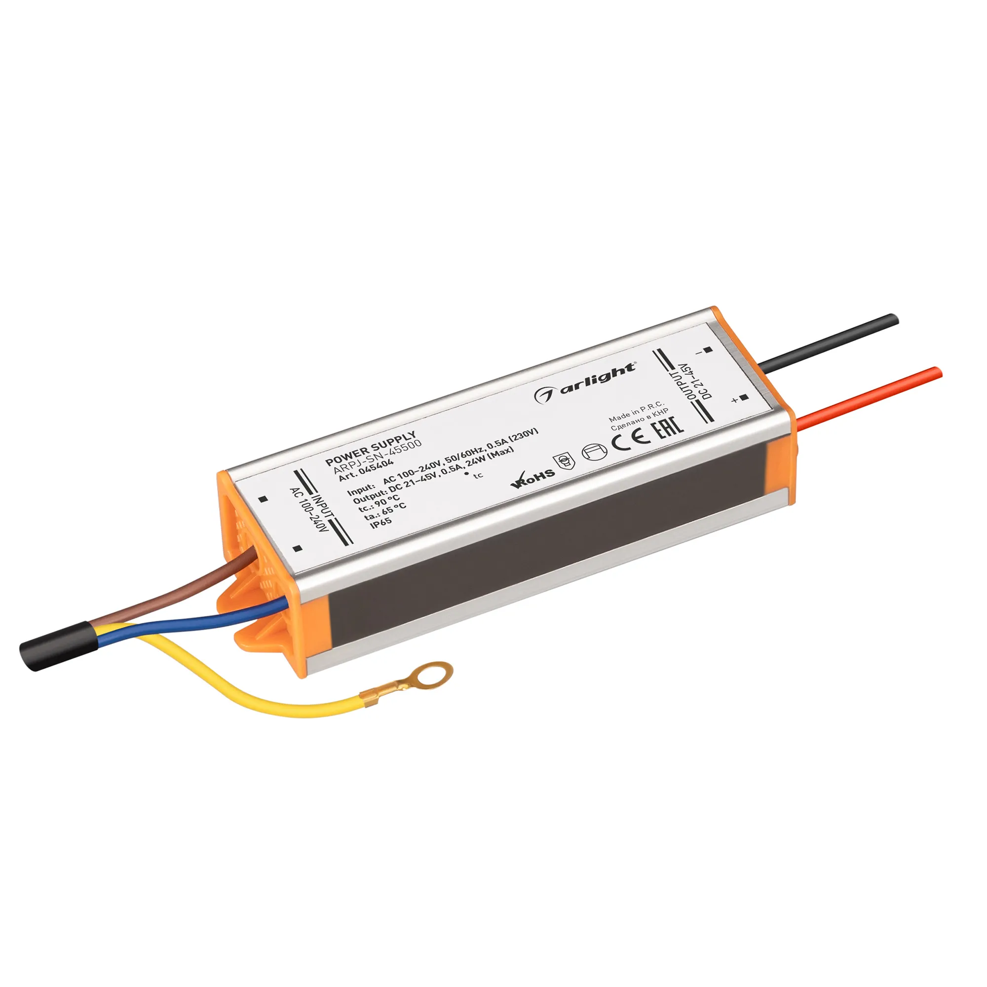 Блок питания ARPJ-SN-45500 (24W, 21-45V, 500mA) (Arlight, IP65 Металл, 3 года) - изображение товара