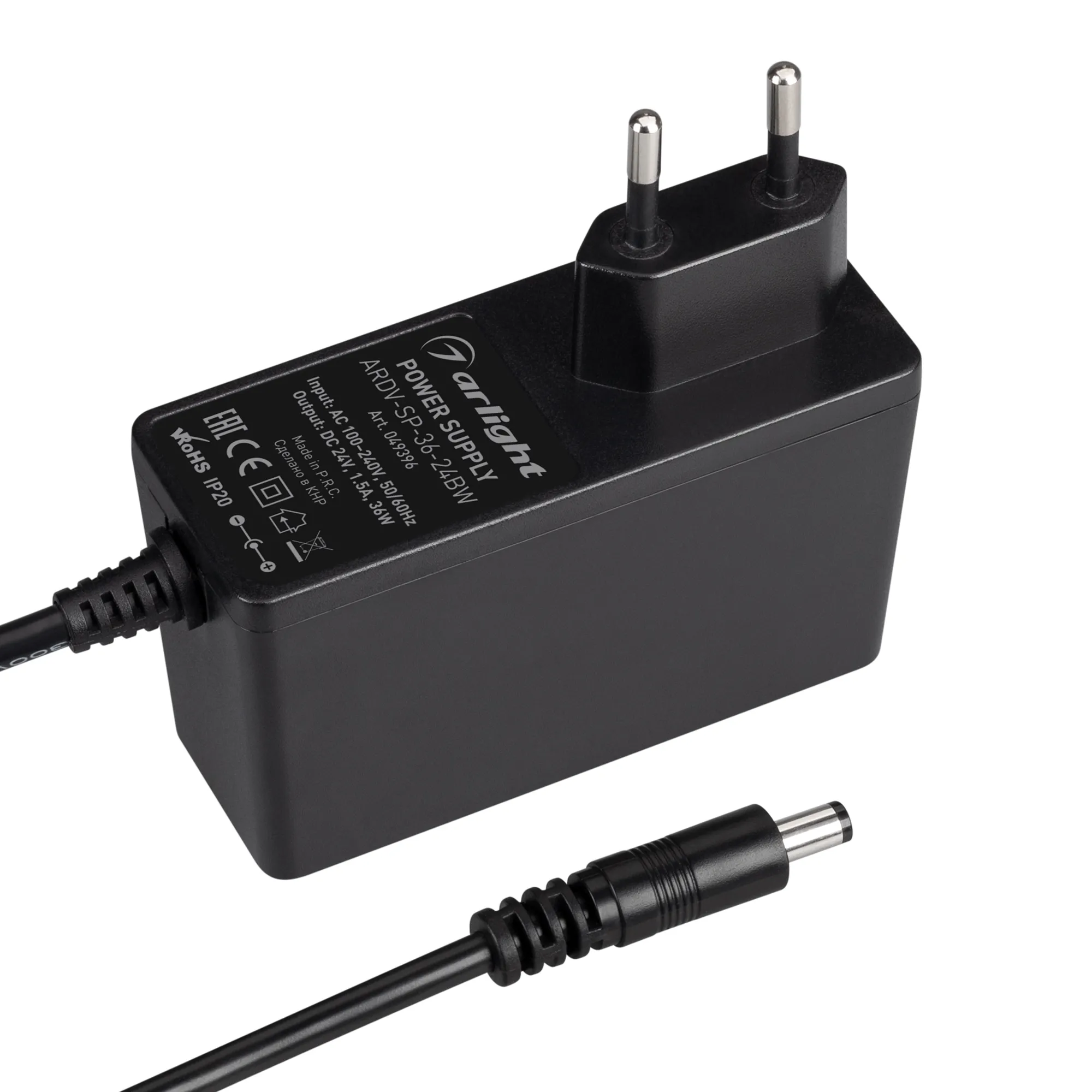 Блок питания ARDV-SP-36-24BW (24V, 1.5A, 36W) (Arlight, Адаптер, 5 лет) - изображение товара