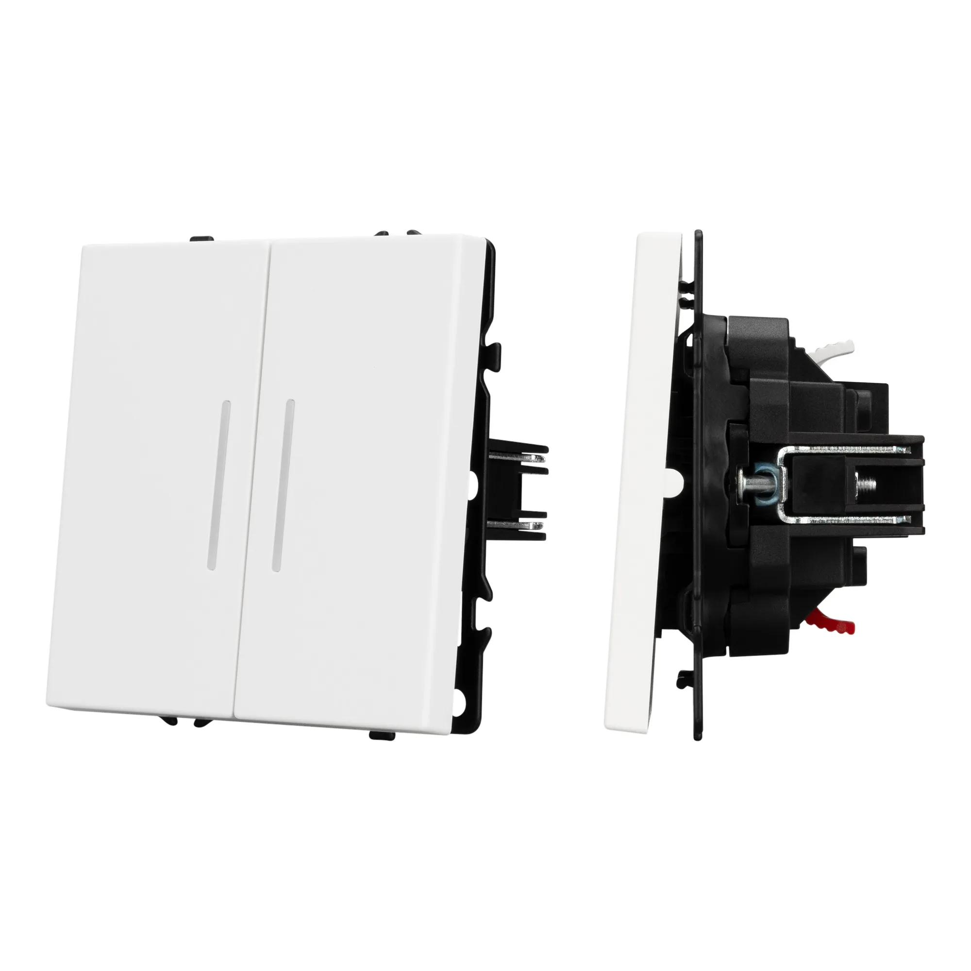 Механизм выключателя двухклавишный непроходной LED SWT-NOBE-MK02-SFPL-L-WH (230V, 10A) (Arlight, -) - изображение товара