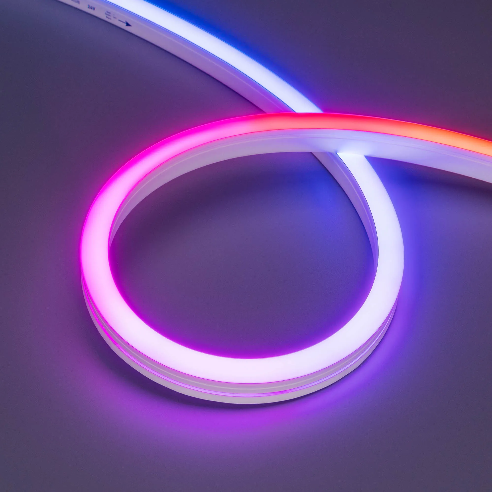 Лента светодиодная герметичная SPI MOONLIGHT-SIDE-B84-12x17mm 24V RGB-PX7 (18 W/m, IP67, 5m, wire x2) (Arlight, Силикон) - изображение товара
